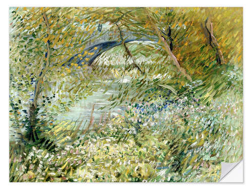Muursticker Banks of the Seine at Pont de Clichy in spring