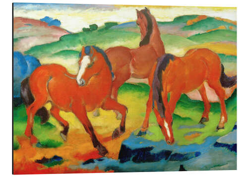 Aluminium print Red horses (Grazing Horses IV)