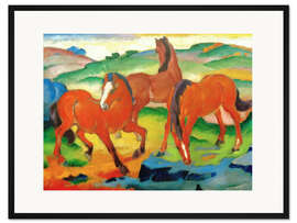 Gerahmter Kunstdruck Weidende Pferde IV (Die Roten Pferde)