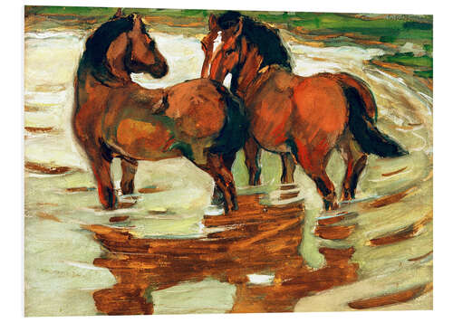 PVC-tavla Two horses in the flood