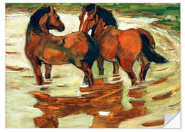 Selvklebende plakat Two horses in the flood