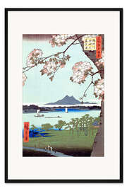 Gerahmter Kunstdruck Suijin Schrein und Massaki am Fluß Sumida