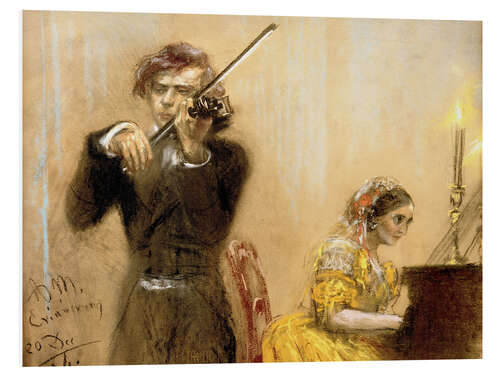 Stampa su PVC Clara Schumann and Joseph Joachim playing music