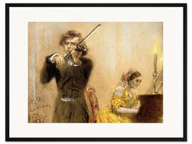 Gerahmter Kunstdruck Clara Schumann und Joseph Joachim musizieren