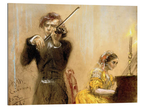 Galleritryck Clara Schumann and Joseph Joachim playing music