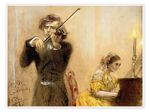 Poster Clara Schumann and Joseph Joachim playing music