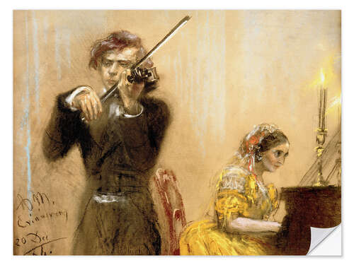 Wall sticker Clara Schumann and Joseph Joachim playing music