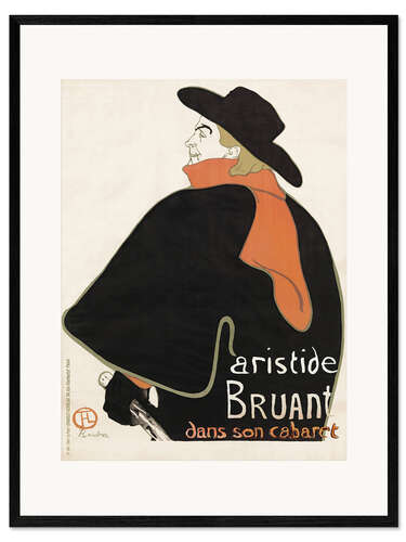 Kehystetty taidepainatus Aristide Bruant dans son cabaret