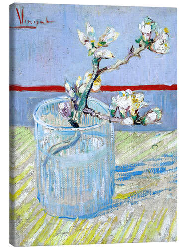 Canvas print Blossoming almond branch in a glass