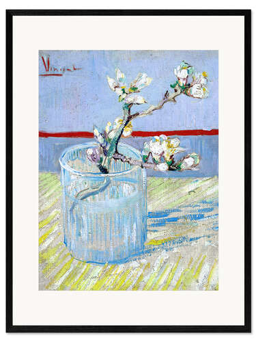 Framed art print Blossoming almond branch in a glass
