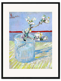 Framed art print Blossoming almond branch in a glass