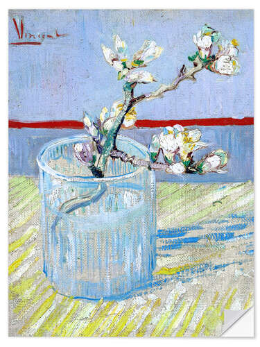 Självhäftande poster Blossoming Almond Branch in a Glass