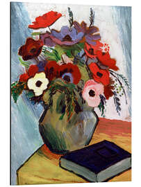 Aluminium print Still life with Anemones and Blue Book