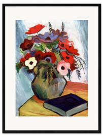 Framed art print Still life with Anemones and Blue Book