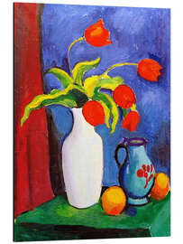 Magnettafel Rote Tulpen in weißer Vase