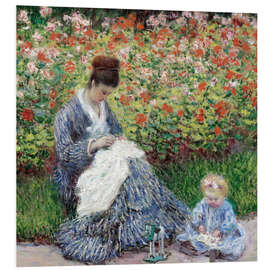 Foam board print Camille Monet and a child in a garden