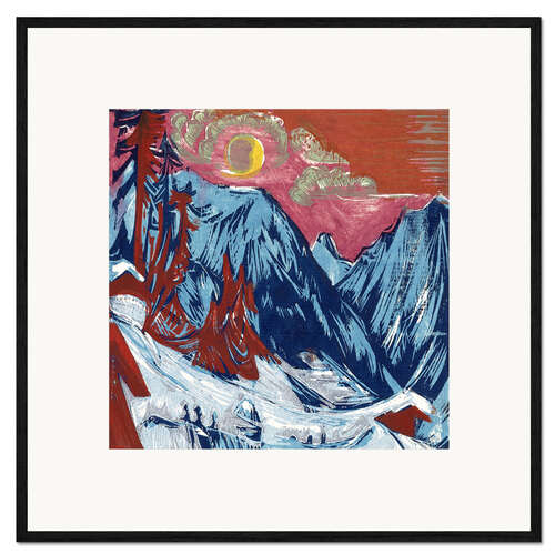 Stampa artistica con cornice Notte d'inverno al chiaro di luna