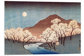 Foam board print River landscape with rising moon