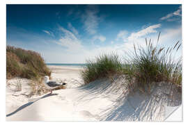 Wall sticker Sylt - dune with fine beach grass and seagull