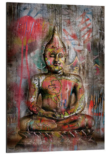 Aluminiumsbilde Old Buddha in Graffiti