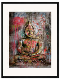 Gerahmter Kunstdruck Alter Buddha in Graffiti