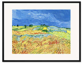 Gerahmter Kunstdruck Felder mit blühendem Mohn