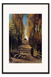 Gerahmter Kunstdruck Pappelallee im Herbst
