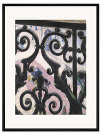 Gerahmter Kunstdruck Blick durch ein Balkongitter
