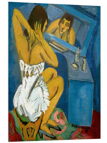 Foam board print Toilet; Woman in front of the mirror