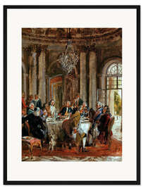Gerahmter Kunstdruck König Friedrichs II. Tafelrunde in Sanssouci
