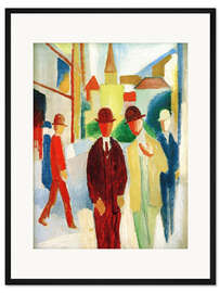 Gerahmter Kunstdruck Helle Straße mit Leuten