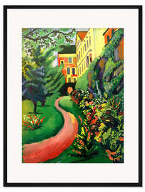 Gerahmter Kunstdruck Unser Garten mit blühenden Rabatten