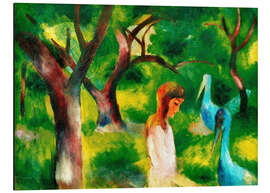 Magnettafel Mädchen mit blauen Vögeln