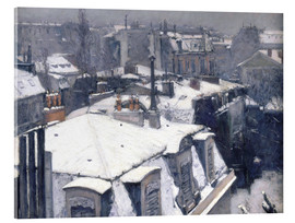 Tableau en verre acrylique  Vue de toits (Effet de neige) - Gustave Caillebotte