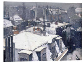 Stampa su vetro acrilico  Veduta di tetti, effetto neve - Gustave Caillebotte