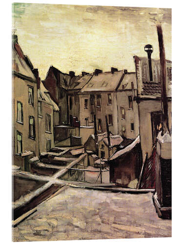 Cuadro de metacrilato Backyards of Old Houses in Antwerp in the Snow