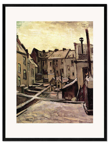 Framed art print Backyards of Old Houses in Antwerp in the Snow