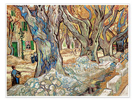 Tableau  Les grands platanes (Travailleurs de la route à Saint-Rémy) - Vincent van Gogh