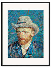 Gerahmter Kunstdruck Selbstportrait mit grauem Filzhut