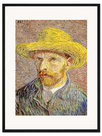 Gerahmter Kunstdruck Selbstportrait mit Strohhut