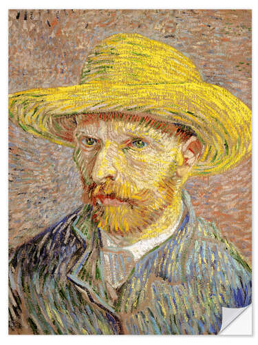 Selvklebende plakat Self-Portrait with Straw Hat