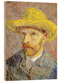 Wood print Self-Portrait with Straw Hat