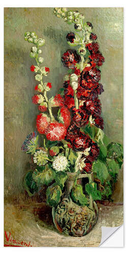 Vinilo para la pared Vase with Hollyhocks