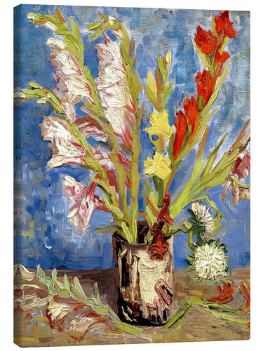 Canvas-taulu Vase with gladioli and China asters