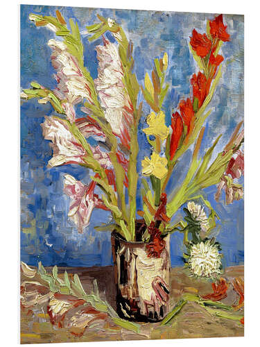 Foam board print Vase with gladioli and China asters