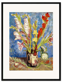 Impression artistique encadrée Vase avec des glaïeuls et des asters de Chine