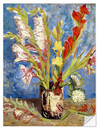 Wall sticker Vase with gladioli and China asters