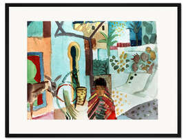 Gerahmter Kunstdruck Mädchen mit Pferd und Esel