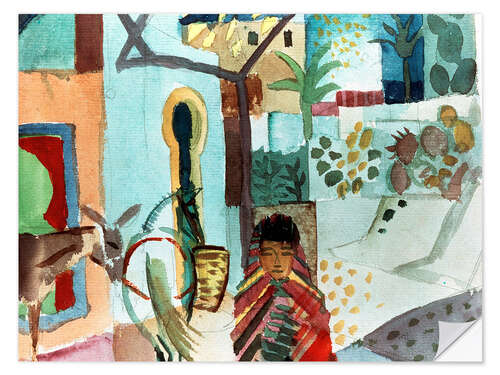 Autocolante decorativo Girl with horse and donkey