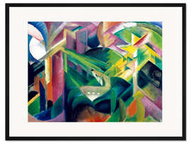 Gerahmter Kunstdruck Reh im Klostergarten